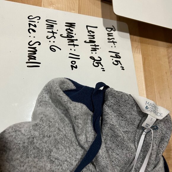 Market & Spruce Colorblock Soft Hoodie Gray Purple Blue Size Small NWT - Picture 9 of 9